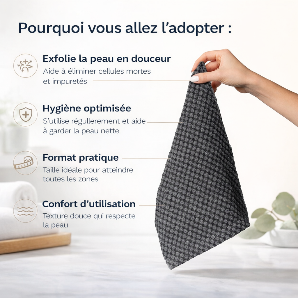 REVELYA — La Serviette Corps qui Exfolie en Douceur